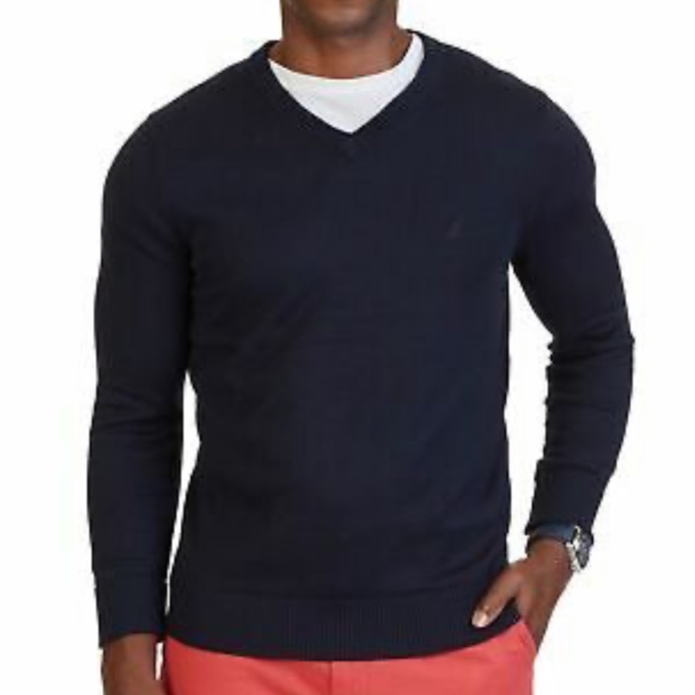 Nautica Navy Blue V-Neck Sweater NWT